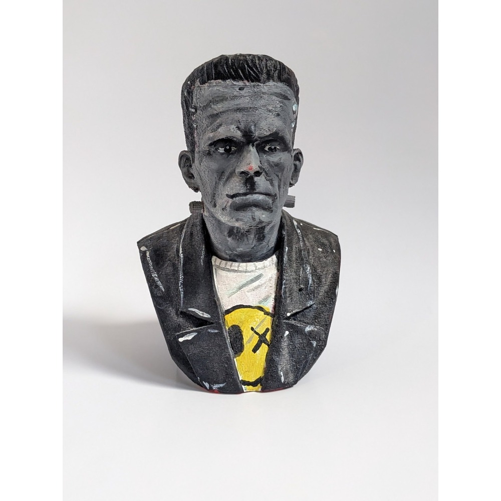 Frankenstein Monster Bust Punk Grunge Alt Rock Horror Statue 3D Print Halloween - Picture 2 of 10